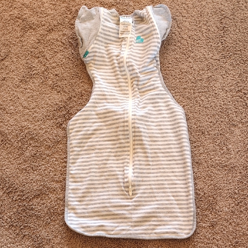 Gray and White Striped Baby Swaddle